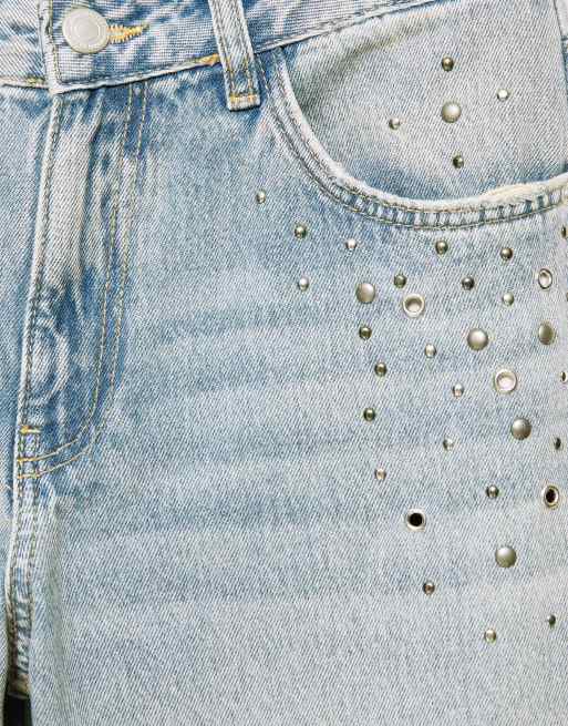 Pull&Bear Eyelet baggy jeans in pale blue, 4 of 5
