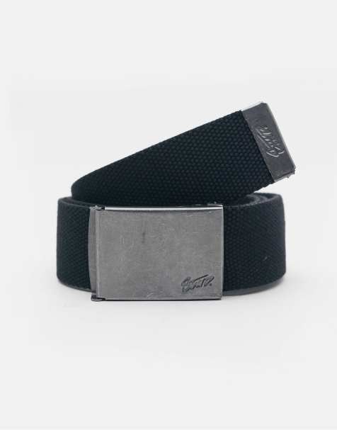 Pull&Bear Fabric belt with stwd buckle in black - view 1