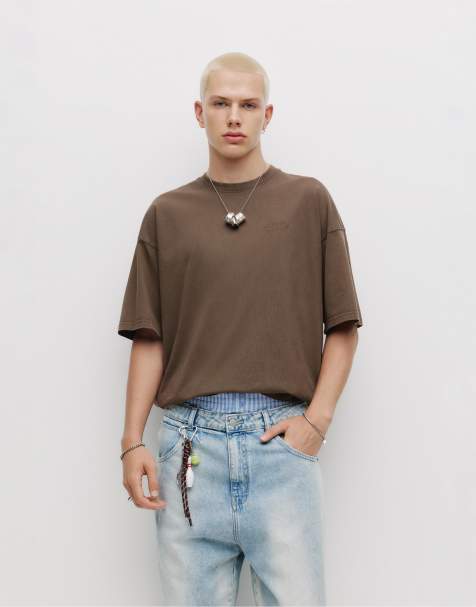 Pull&Bear Faded stwd t-shirt in chocolate - view 1