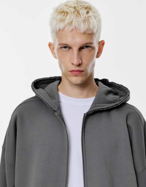 Zipper Faded Grey Sweatshirt Vintage Sunfaded Hoodie Grey – N V L T Y