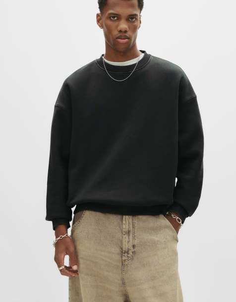 Pull&Bear - Falmet mørkegrå sweatshirt i firkantet pasform - view 1