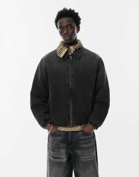 Pull&Bear - Falmet sort denimjakke med lynlås - view 1