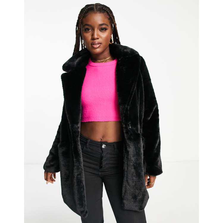 Pull and bear 2025 black fur jacket