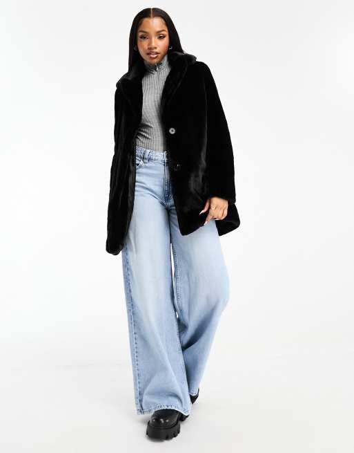 Extra-long faux fur coat - PULL&BEAR