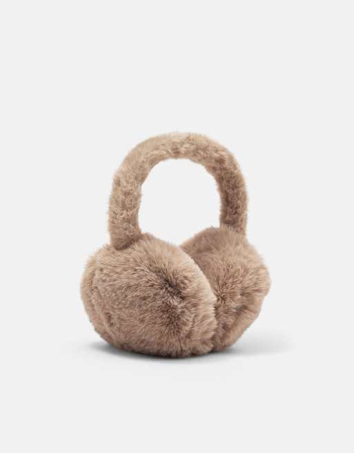 Pull&Bear Faux fur earmuffs in beige, 2 of 4