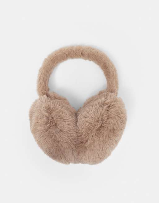 Pull&Bear Faux fur earmuffs in beige, 4 of 4