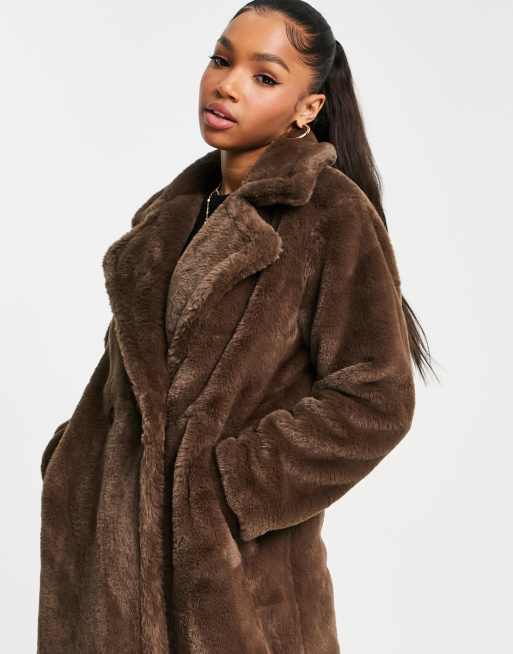 Extra-long faux fur coat - PULL&BEAR