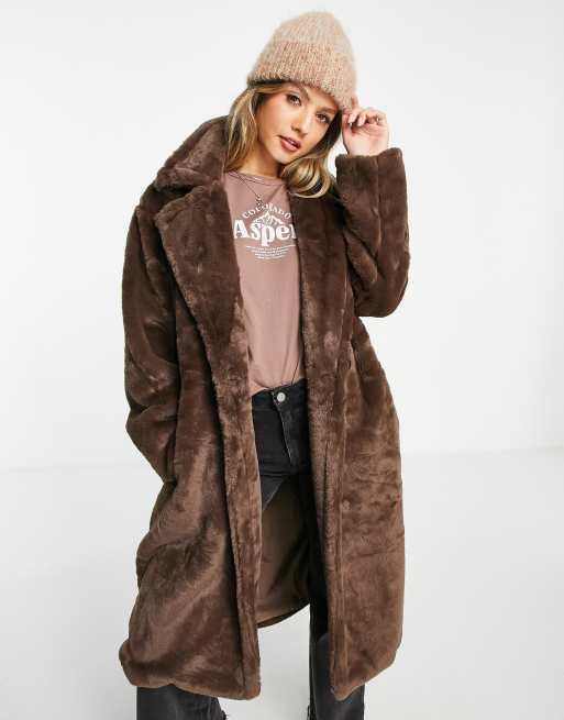 Extra-long faux fur coat - PULL&BEAR