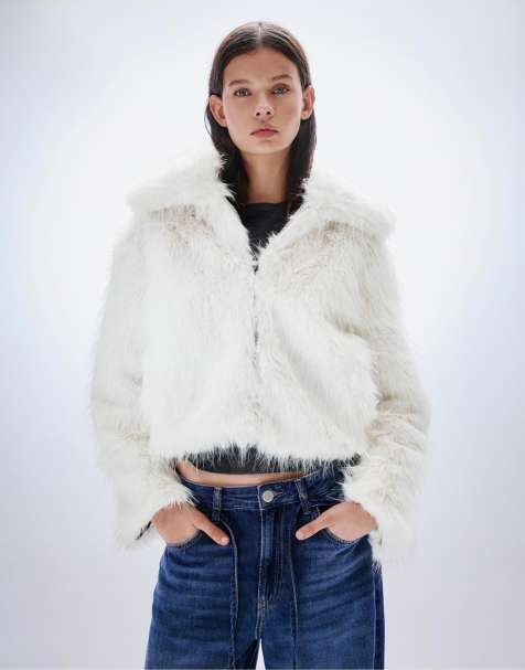 Pull&Bear Faux fur jacket in beige