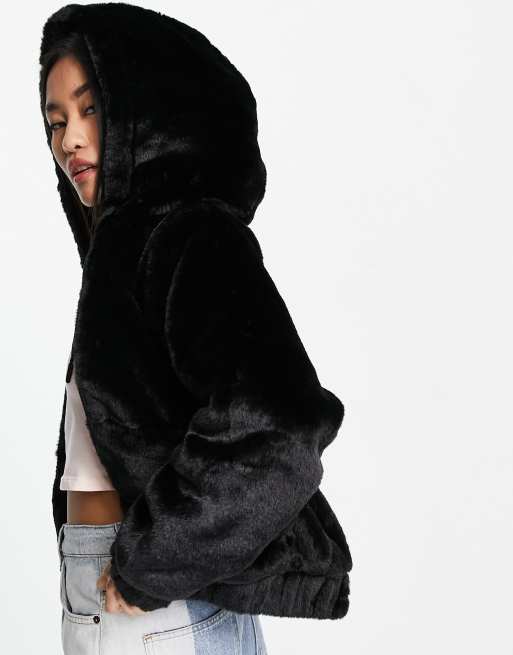 Black faux best sale fur with hood