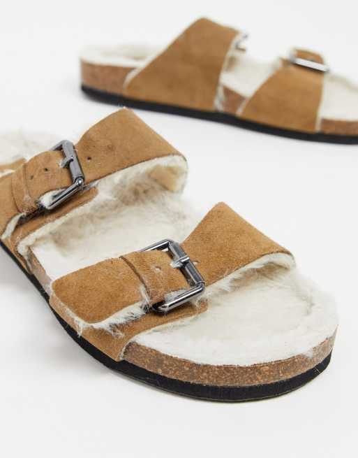 Faux fur 2024 lined sandals