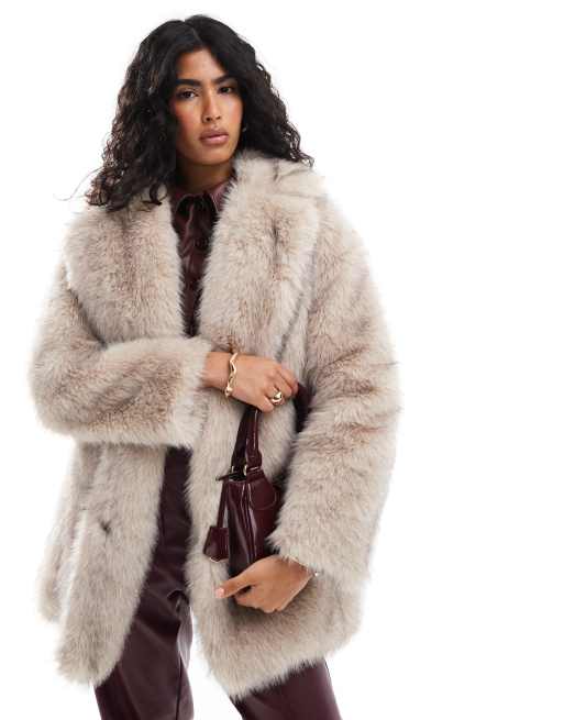 Mid length faux fur coat online