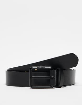 faux leather basic belt in black