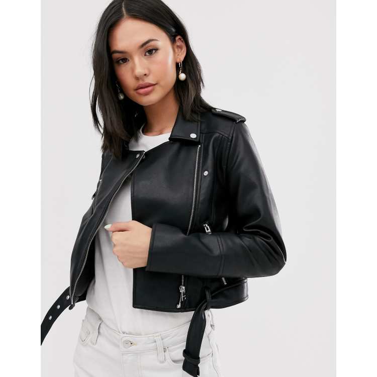 Oversize faux leather biker jacket - pull&bear