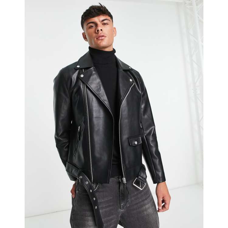 Pull and bear outlet leather biker jacket