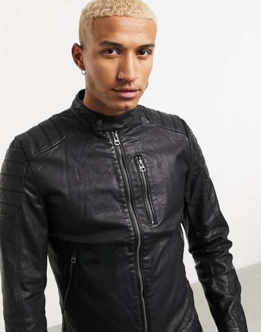 Pull&Bear Faux Leather Biker Jacket ASOS