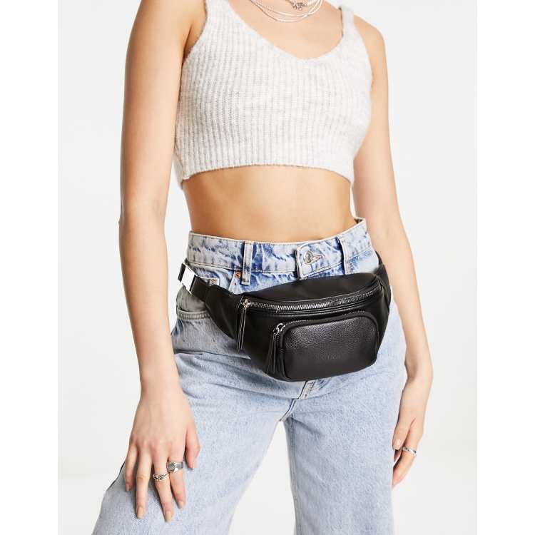 Pull Bear faux leather bum bag in black ASOS