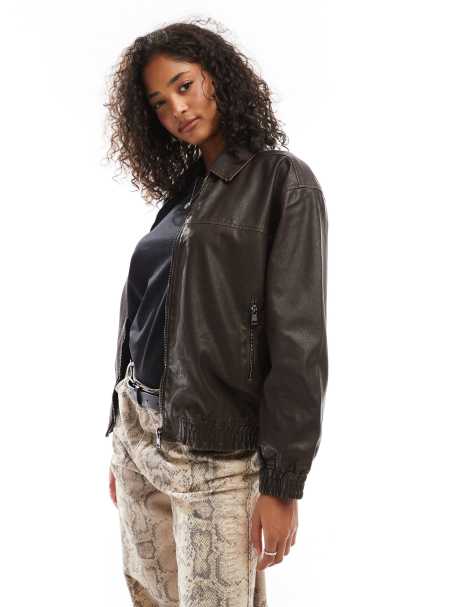 Women s Leather Jackets Biker Faux Leather Jackets ASOS