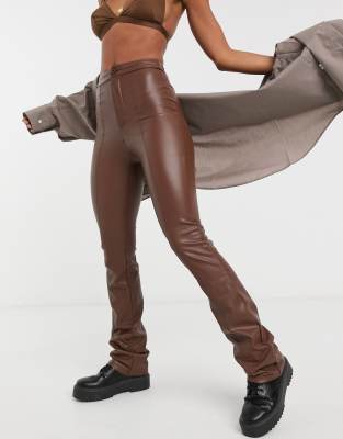 flare leather trousers