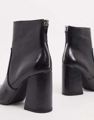 faux leather heeled boots