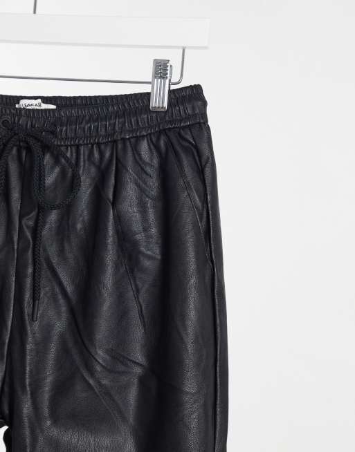 Pull and bear leather joggers new arrivals