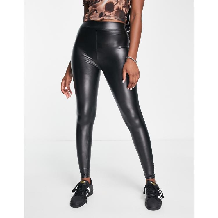 Push Up Faux Leather Leggings in Black