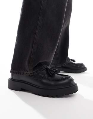 Pull&Bear faux leather loafer with tassel 