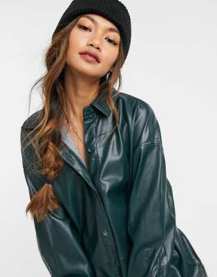 pull and bear leather shirt