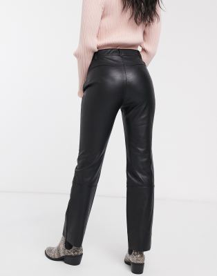 black faux leather pants