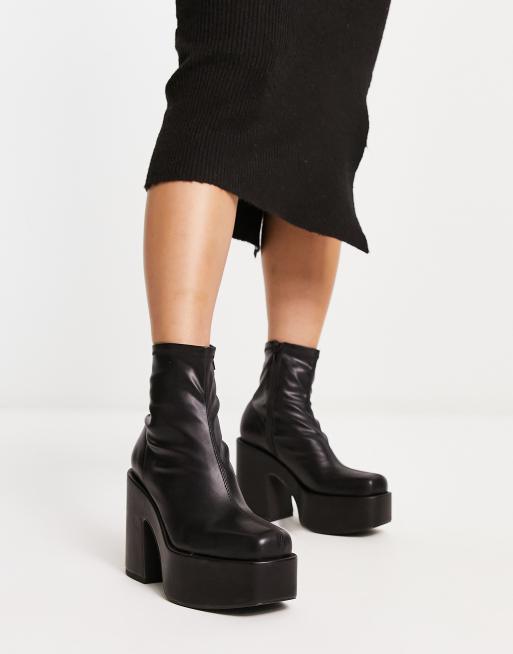 Faux leather platform boots best sale