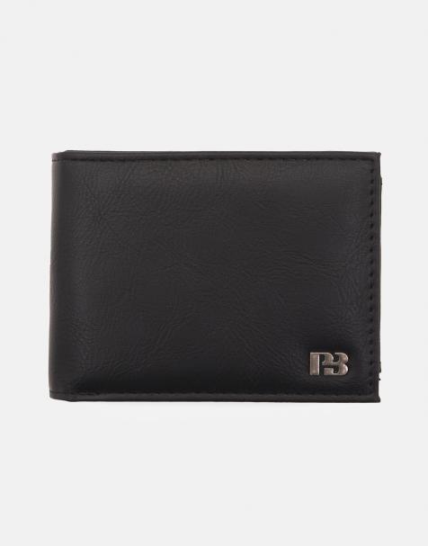 Pull&Bear faux leather wallet in black - view 1