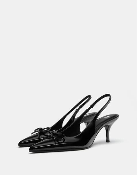 Pull&Bear Faux patent leather high-heel shoes in black - view 1