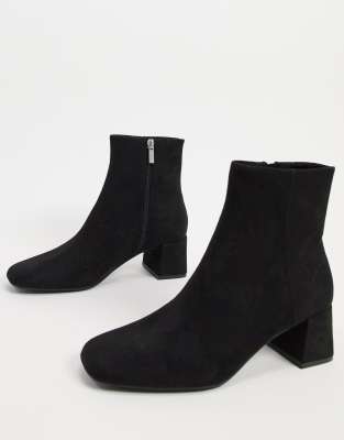 black suede pull on ankle boots