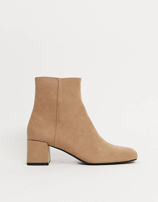 Pull&Bear faux suede ankle boot in camel