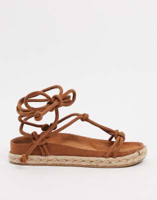 Pull&Bear faux suede flatform sandals in tan