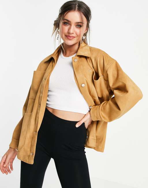 faux suede overshirt