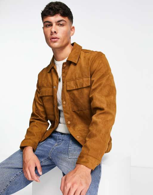 Faux suede 2025 trucker jacket