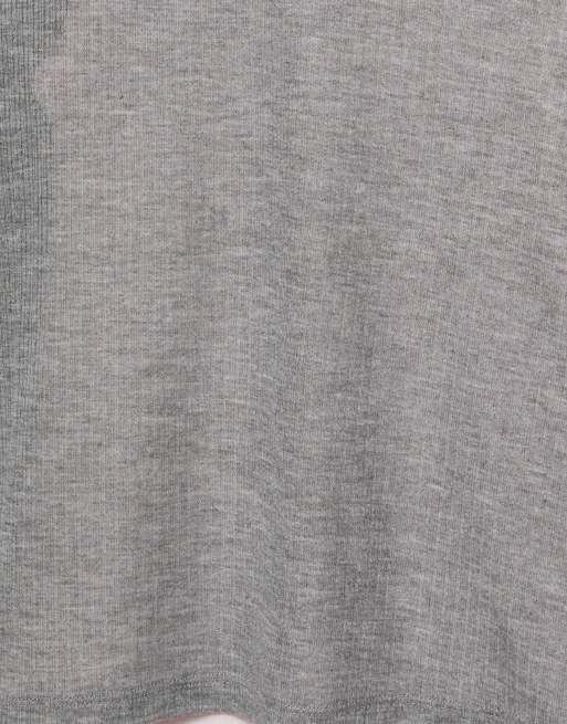 Pull&Bear feines T-Shirt mit doppelter Lage in Graumeliert, 7 von 7