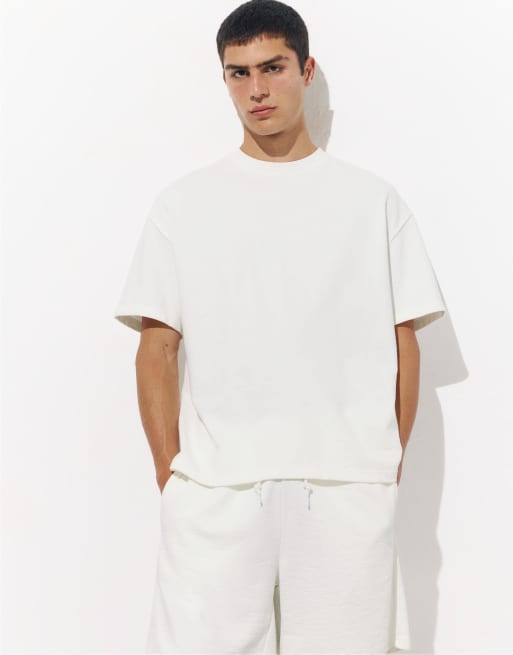 Pull&Bear - Felpa a maniche corte bianco sporco con fiore, 4 di 4