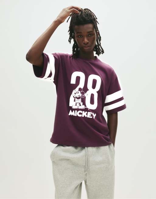 Pull&Bear - Felpa a maniche corte color blu navy con stampa di Topolino