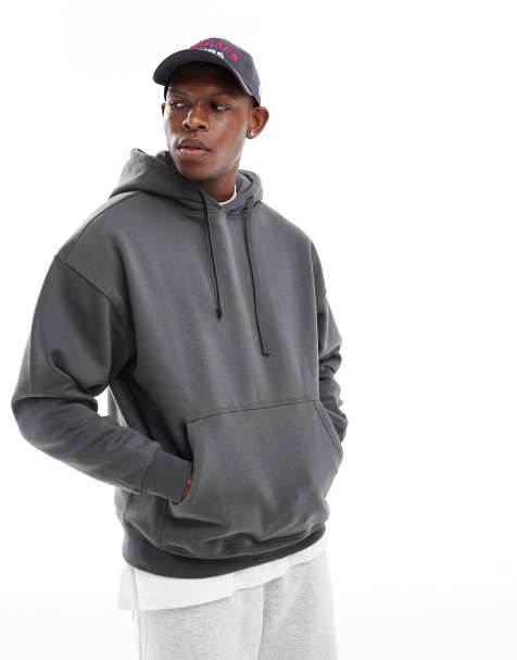 Pull&Bear - Felpa basic antracite con cappuccio - view 1