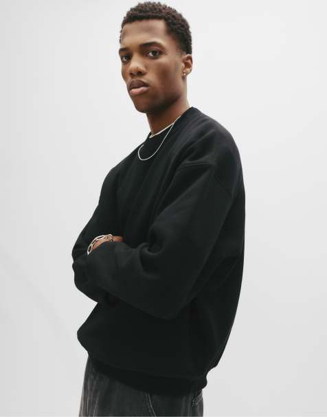 Pull&Bear - Felpa basic squadrata nera - view 1