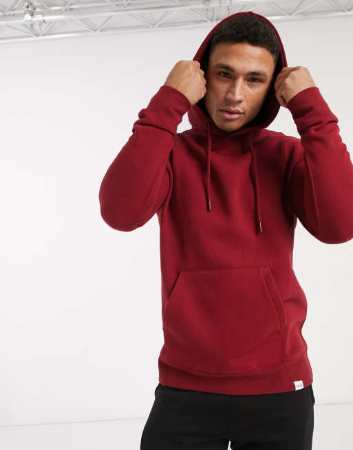 Pull&Bear - Felpa bordeaux con cappuccio