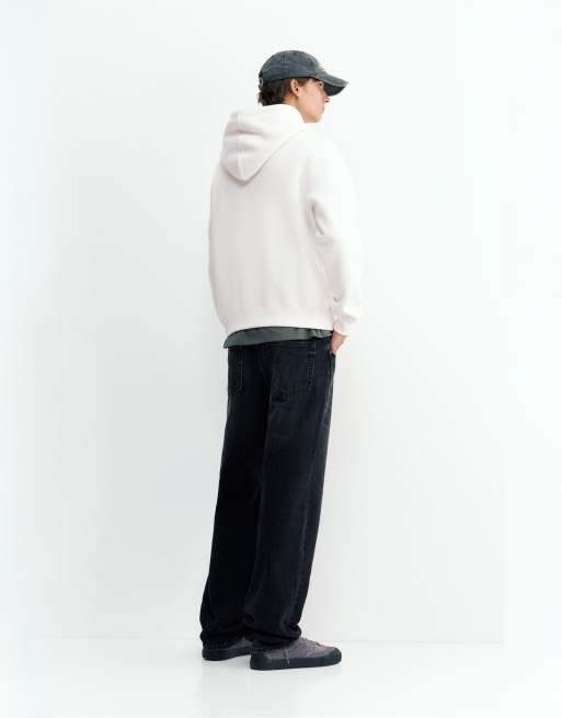 Pull&Bear felpa con cappuccio basic bianco sporco, 2 di 7