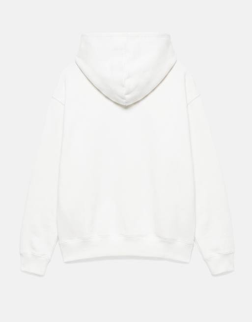 Pull&Bear felpa con cappuccio basic bianco sporco, 7 di 7
