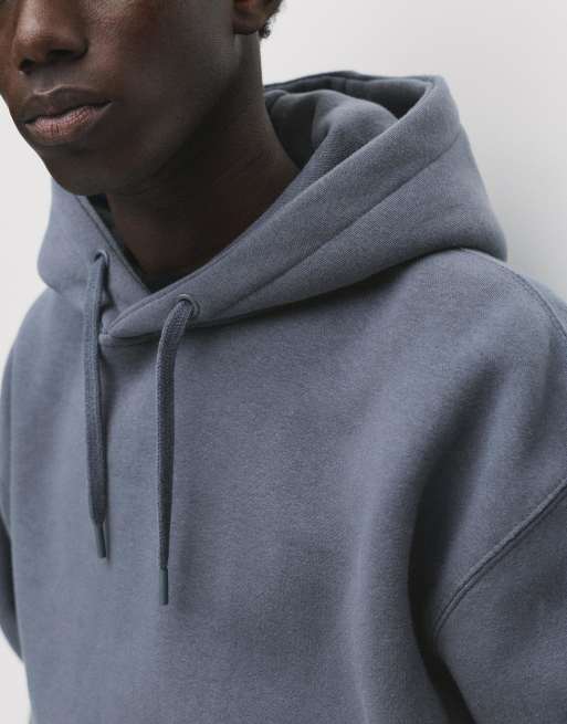 Pull&Bear - Felpa con cappuccio basic grigio blu, 2 di 4