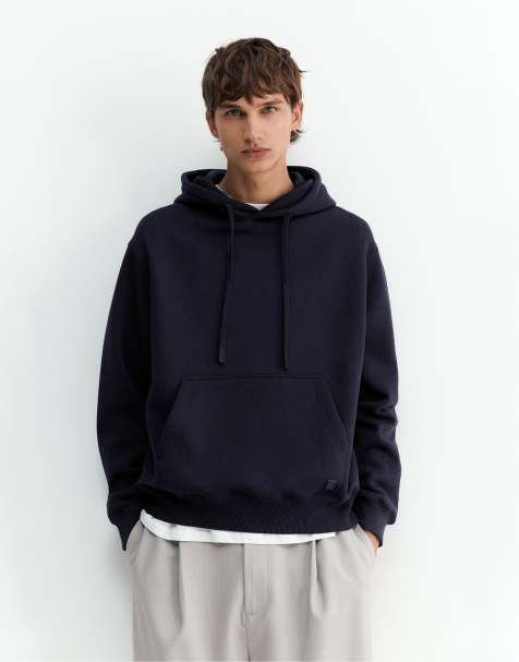 Pull&Bear felpa con cappuccio basic navy - view 1