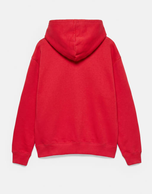 Pull&Bear felpa con cappuccio basic rossa, 7 di 7