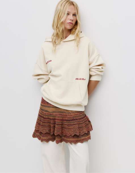Pull&Bear - Felpa con cappuccio beige con scritta - view 1