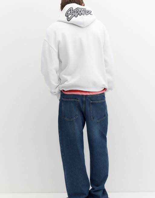 Pull&Bear felpa con cappuccio boxy fit bianco sporco, 5 di 7